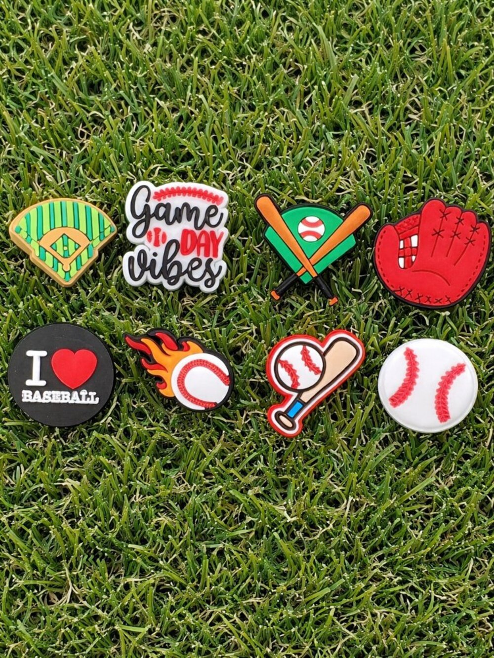 Set of 8 Baseball Shoe Charms